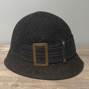 Scala Black Felt Hat with Gold Buckle